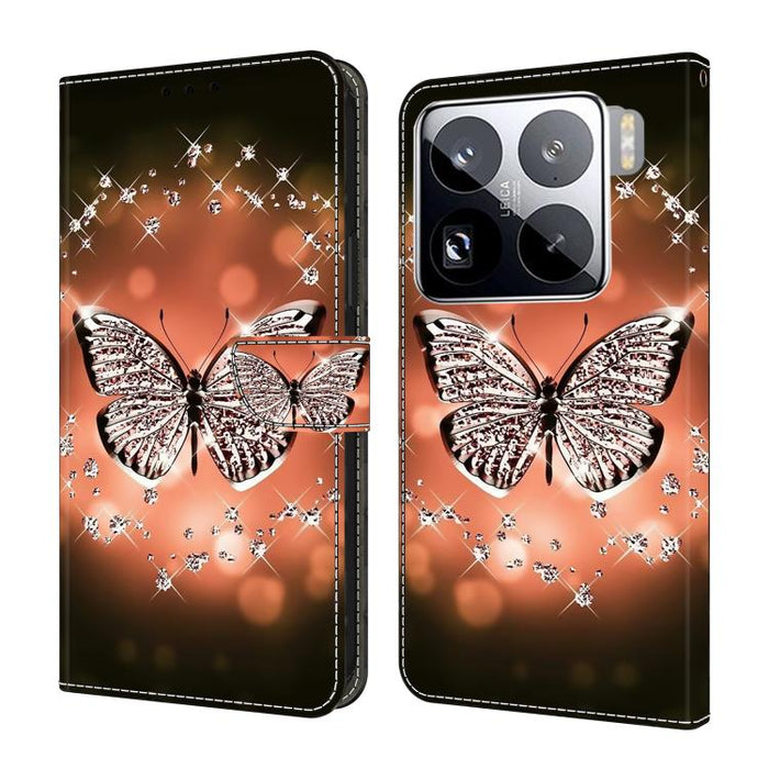 Funda para teléfono de cuero vegano pintado con efecto cristal, For Xiaomi 17 Ultra, For Xiaomi 15T Pro 5G, For Xiaomi 15T 5G, For Xiaomi 15 Pro, For Xiaomi 15
