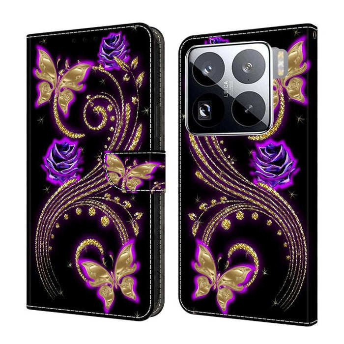 Funda para teléfono de cuero vegano pintado con efecto cristal, For Xiaomi 17 Ultra, For Xiaomi 15T Pro 5G, For Xiaomi 15T 5G, For Xiaomi 15 Pro, For Xiaomi 15