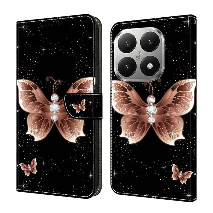 Funda para teléfono de cuero vegano pintado con efecto cristal, For Xiaomi 17 Ultra, For Xiaomi 15T Pro 5G, For Xiaomi 15T 5G, For Xiaomi 15 Pro, For Xiaomi 15