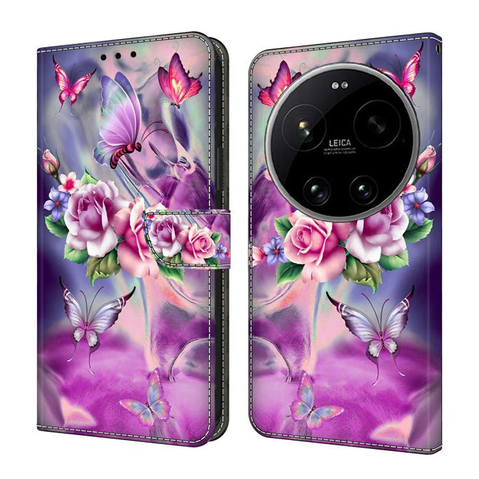 Funda para teléfono de cuero vegano pintado con efecto cristal, For Xiaomi 17 Ultra, For Xiaomi 15T Pro 5G, For Xiaomi 15T 5G, For Xiaomi 15 Pro, For Xiaomi 15