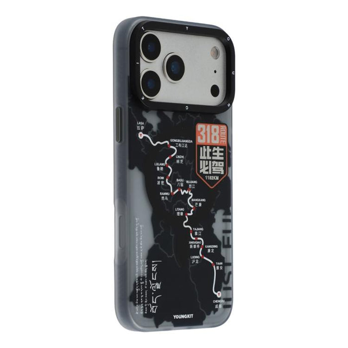Funda híbrida magnética de TPU y PC para teléfono YOUNGKIT Highway Trajectory Series, For iPhone 17 Pro Max, For iPhone 17 Pro