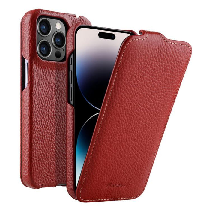 Funda para teléfono Melkco con textura de lichi, apertura vertical y magnética, de cuero genuino., For iPhone 16 Pro Max, For iPhone 16 Pro, For iPhone 16, For iPhone 15 Pro Max, For iPhone 15 Pro, For iPhone 15, For iPhone 14, For iPhone 14 Pro       ...