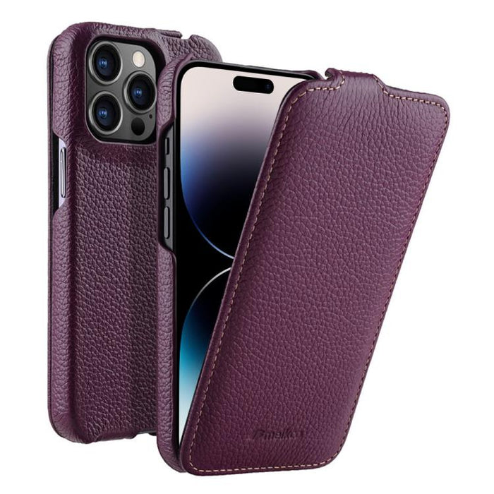 Funda para teléfono Melkco con textura de lichi, apertura vertical y magnética, de cuero genuino., For iPhone 16 Pro Max, For iPhone 16 Pro, For iPhone 16, For iPhone 15 Pro Max, For iPhone 15 Pro, For iPhone 15, For iPhone 14, For iPhone 14 Pro       ...