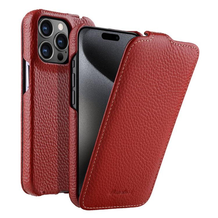 Funda para teléfono Melkco con textura de lichi, apertura vertical y magnética, de cuero genuino., For iPhone 16 Pro Max, For iPhone 16 Pro, For iPhone 16, For iPhone 15 Pro Max, For iPhone 15 Pro, For iPhone 15, For iPhone 14, For iPhone 14 Pro       ...