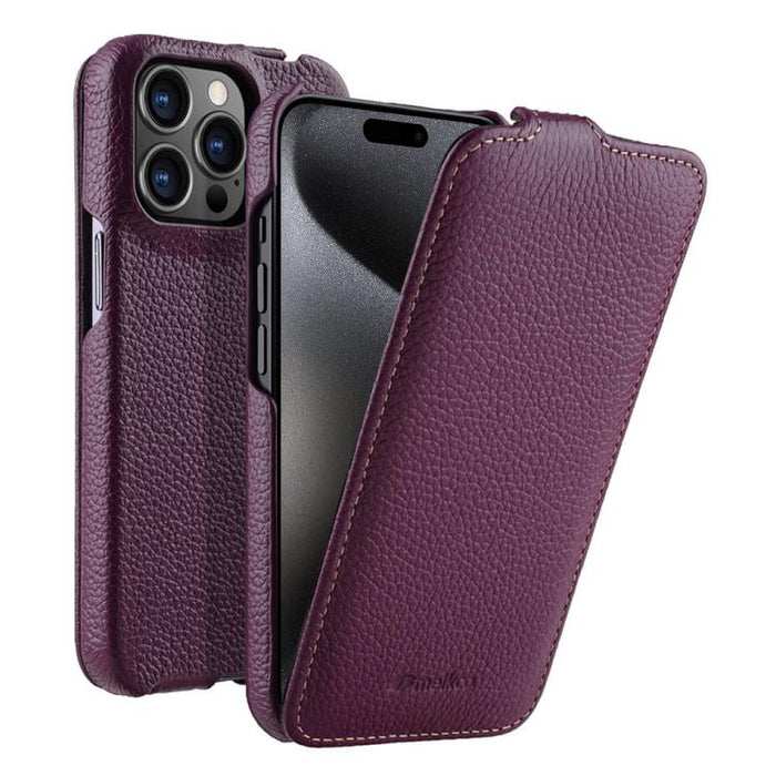 Funda para teléfono Melkco con textura de lichi, apertura vertical y magnética, de cuero genuino., For iPhone 16 Pro Max, For iPhone 16 Pro, For iPhone 16, For iPhone 15 Pro Max, For iPhone 15 Pro, For iPhone 15, For iPhone 14, For iPhone 14 Pro       ...