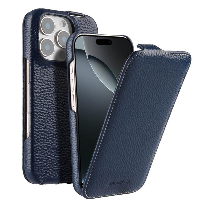Funda para teléfono Melkco con textura de lichi, apertura vertical y magnética, de cuero genuino., For iPhone 16 Pro Max, For iPhone 16 Pro, For iPhone 16, For iPhone 15 Pro Max, For iPhone 15 Pro, For iPhone 15, For iPhone 14, For iPhone 14 Pro       ...