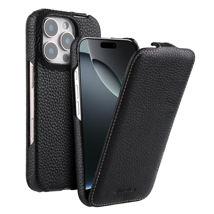 Funda para teléfono Melkco con textura de lichi, apertura vertical y magnética, de cuero genuino., For iPhone 16 Pro Max, For iPhone 16 Pro, For iPhone 16, For iPhone 15 Pro Max, For iPhone 15 Pro, For iPhone 15, For iPhone 14, For iPhone 14 Pro       ...