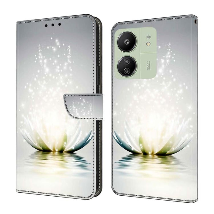 Funda para teléfono de cuero vegano pintado con efecto cristal, For Redmi Note 14 5G, For Redmi 14C 4G, For Redmi 13C 5G / 4G, For Redmi K70E / Poco X6 Pro