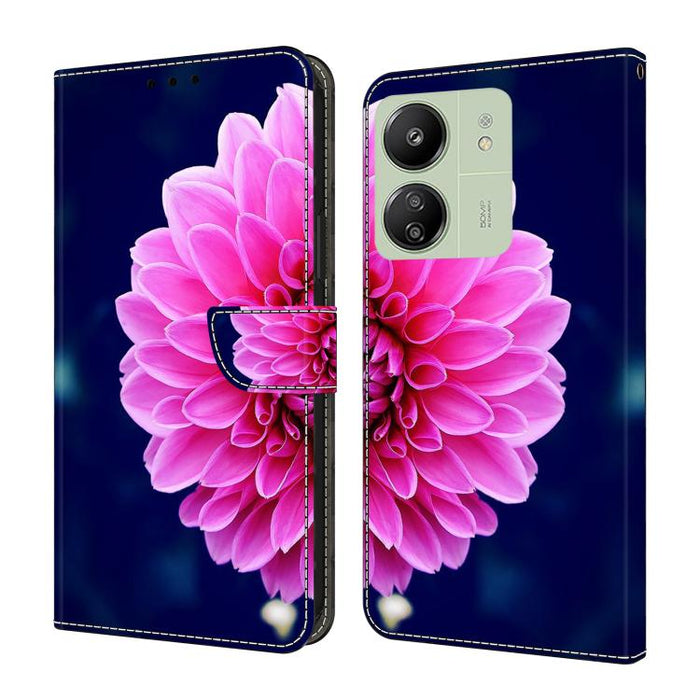 Funda para teléfono de cuero vegano pintado con efecto cristal, For Redmi Note 14 5G, For Redmi 14C 4G, For Redmi 13C 5G / 4G, For Redmi K70E / Poco X6 Pro