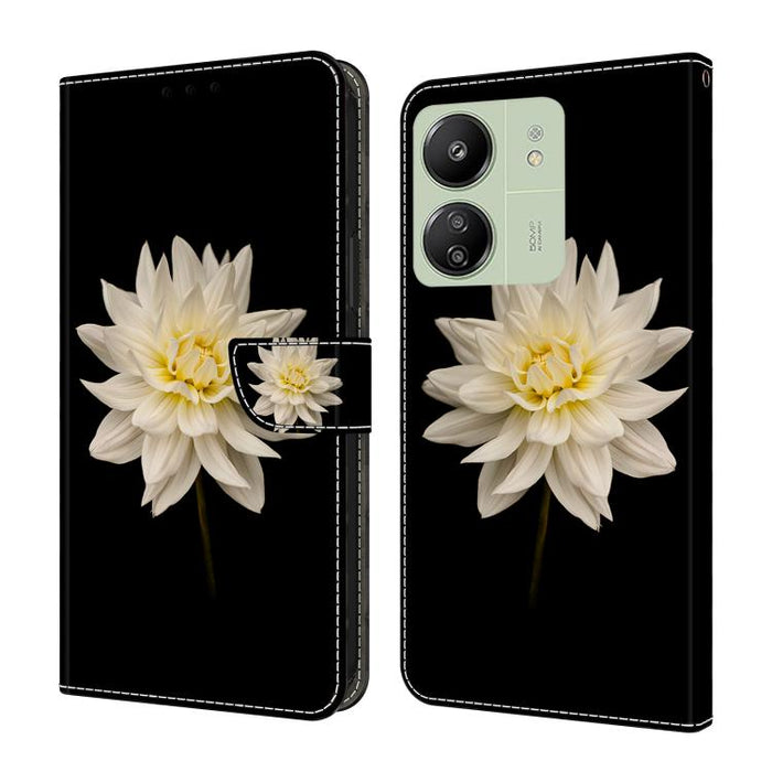 Funda para teléfono de cuero vegano pintado con efecto cristal, For Redmi Note 14 5G, For Redmi 14C 4G, For Redmi 13C 5G / 4G, For Redmi K70E / Poco X6 Pro
