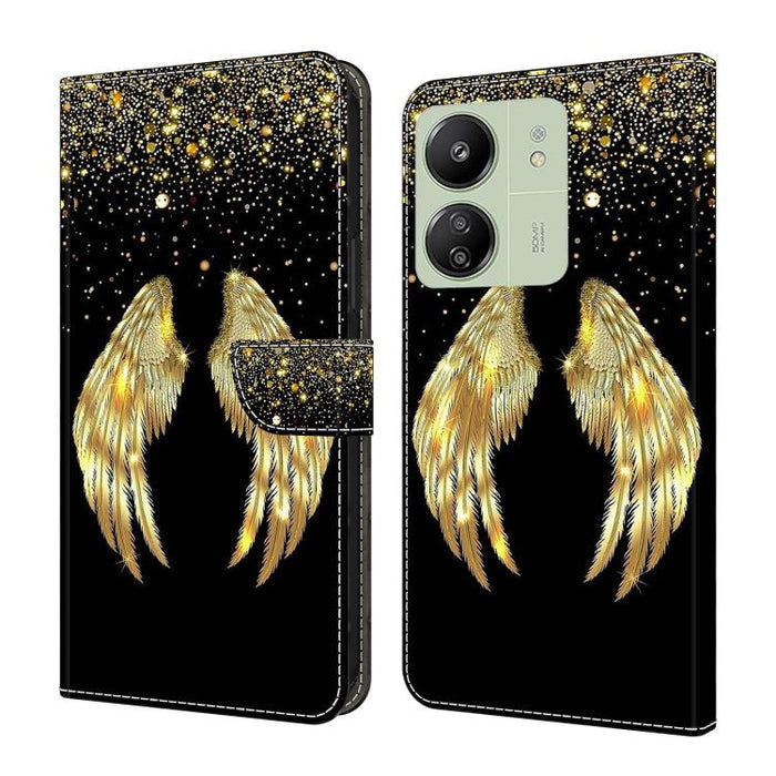 Funda para teléfono de cuero vegano pintado con efecto cristal, For Redmi Note 14 5G, For Redmi 14C 4G, For Redmi 13C 5G / 4G, For Redmi K70E / Poco X6 Pro