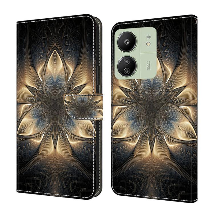 Funda para teléfono de cuero vegano pintado con efecto cristal, For Redmi Note 14 5G, For Redmi 14C 4G, For Redmi 13C 5G / 4G, For Redmi K70E / Poco X6 Pro