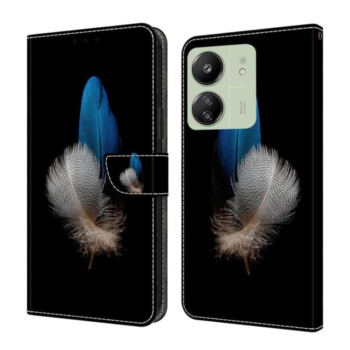Funda para teléfono de cuero vegano pintado con efecto cristal, For Redmi Note 14 5G, For Redmi 14C 4G, For Redmi 13C 5G / 4G, For Redmi K70E / Poco X6 Pro