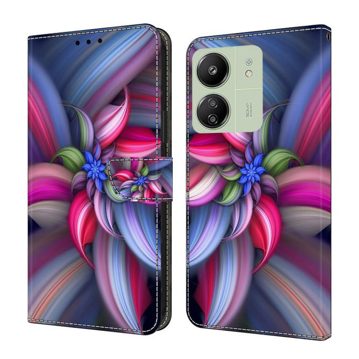Funda para teléfono de cuero vegano pintado con efecto cristal, For Redmi Note 14 5G, For Redmi 14C 4G, For Redmi 13C 5G / 4G, For Redmi K70E / Poco X6 Pro