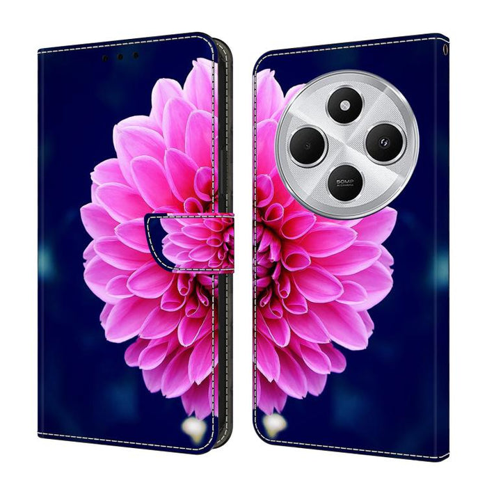 Funda para teléfono de cuero vegano pintado con efecto cristal, For Redmi Note 14 5G, For Redmi 14C 4G, For Redmi 13C 5G / 4G, For Redmi K70E / Poco X6 Pro