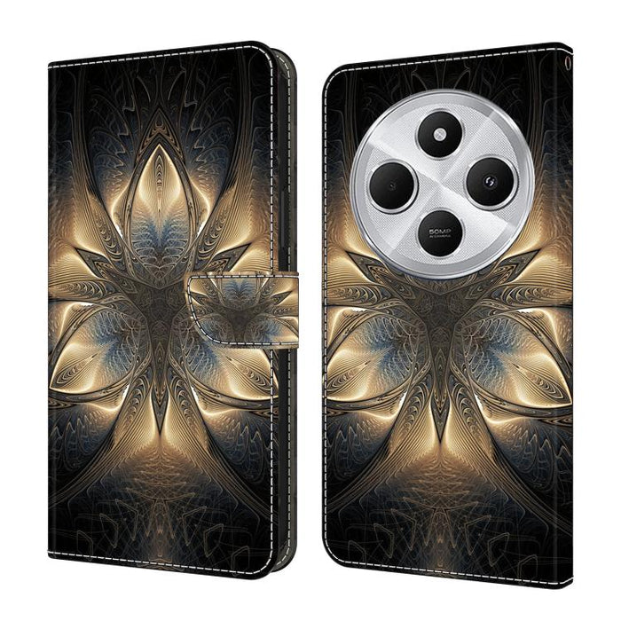 Funda para teléfono de cuero vegano pintado con efecto cristal, For Redmi Note 14 5G, For Redmi 14C 4G, For Redmi 13C 5G / 4G, For Redmi K70E / Poco X6 Pro