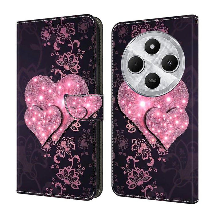 Funda para teléfono de cuero vegano pintado con efecto cristal, For Redmi Note 14 5G, For Redmi 14C 4G, For Redmi 13C 5G / 4G, For Redmi K70E / Poco X6 Pro
