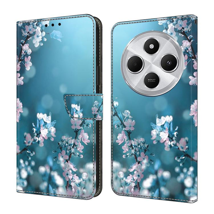 Funda para teléfono de cuero vegano pintado con efecto cristal, For Redmi Note 14 5G, For Redmi 14C 4G, For Redmi 13C 5G / 4G, For Redmi K70E / Poco X6 Pro