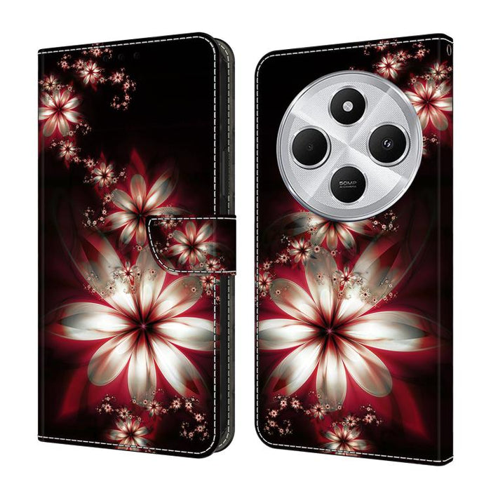 Funda para teléfono de cuero vegano pintado con efecto cristal, For Redmi Note 14 5G, For Redmi 14C 4G, For Redmi 13C 5G / 4G, For Redmi K70E / Poco X6 Pro