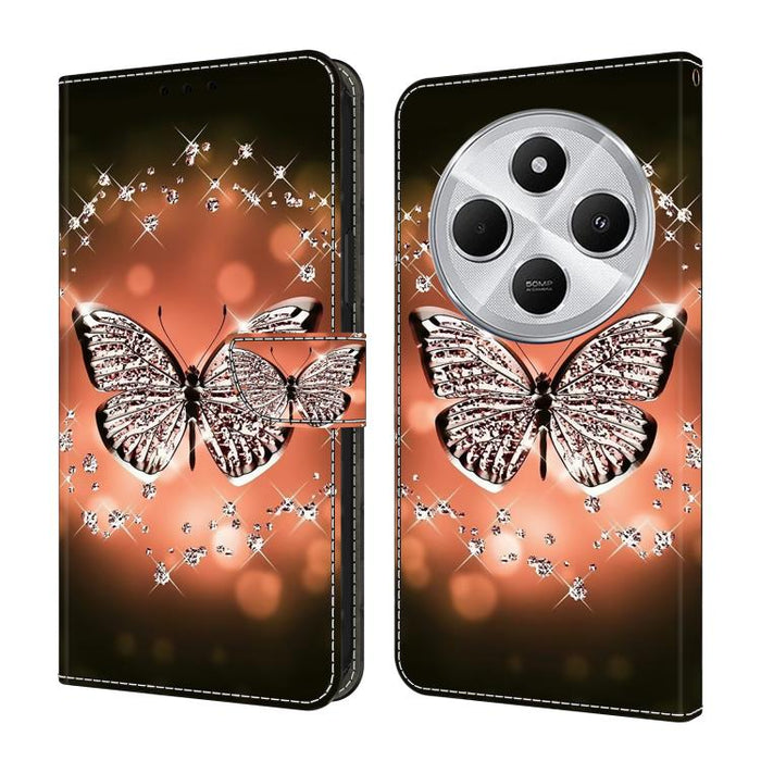 Funda para teléfono de cuero vegano pintado con efecto cristal, For Redmi Note 14 5G, For Redmi 14C 4G, For Redmi 13C 5G / 4G, For Redmi K70E / Poco X6 Pro