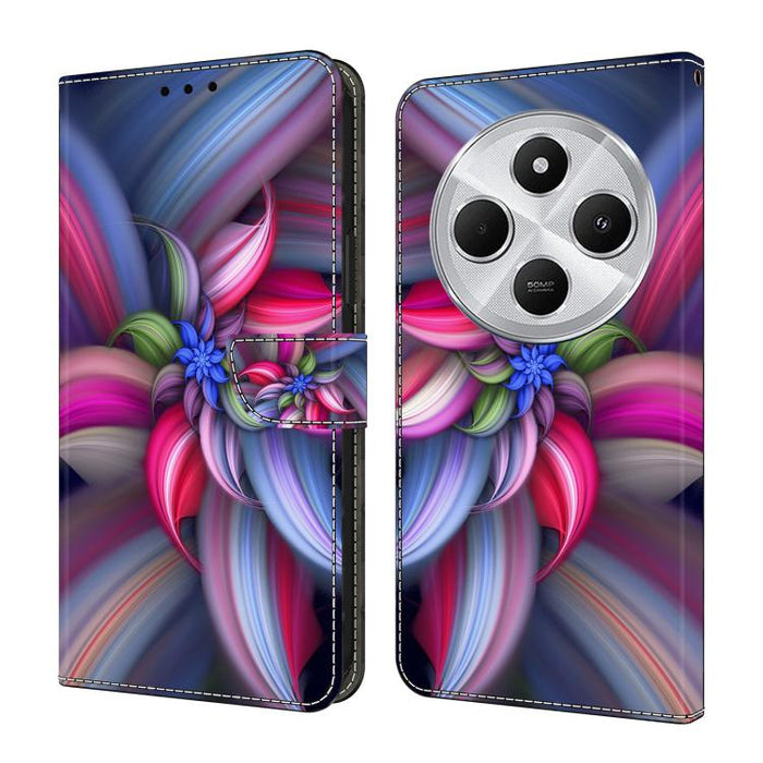 Funda para teléfono de cuero vegano pintado con efecto cristal, For Redmi Note 14 5G, For Redmi 14C 4G, For Redmi 13C 5G / 4G, For Redmi K70E / Poco X6 Pro
