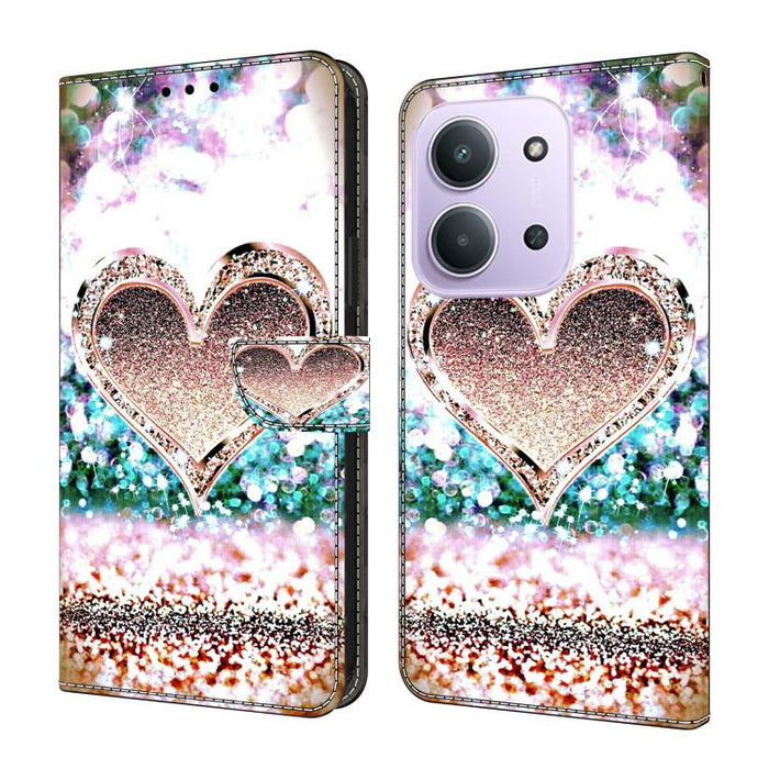 Funda para teléfono de cuero vegano pintado con efecto cristal, For Redmi Note 15 5G / 4G Global 164mm, For Redmi Note 15 Pro 5G Global 163.6mm, For Redmi 15C 5G / 4G EU 173mm, For Redmi 15 5G Global / 15 4G SEA 169.5mm, For Redmi 15 5G / 4G EU 171mm