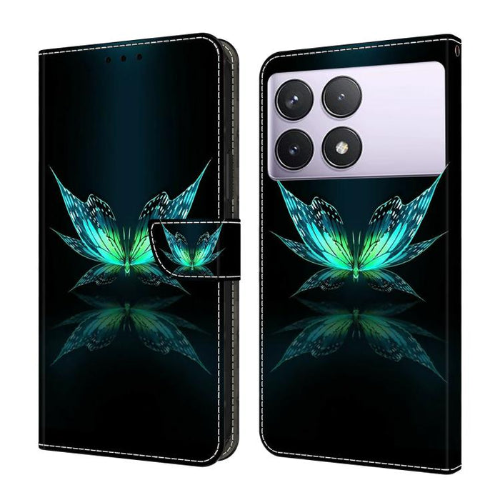 Funda para teléfono de cuero vegano pintado con efecto cristal, For Redmi Note 14 5G, For Redmi 14C 4G, For Redmi 13C 5G / 4G, For Redmi K70E / Poco X6 Pro