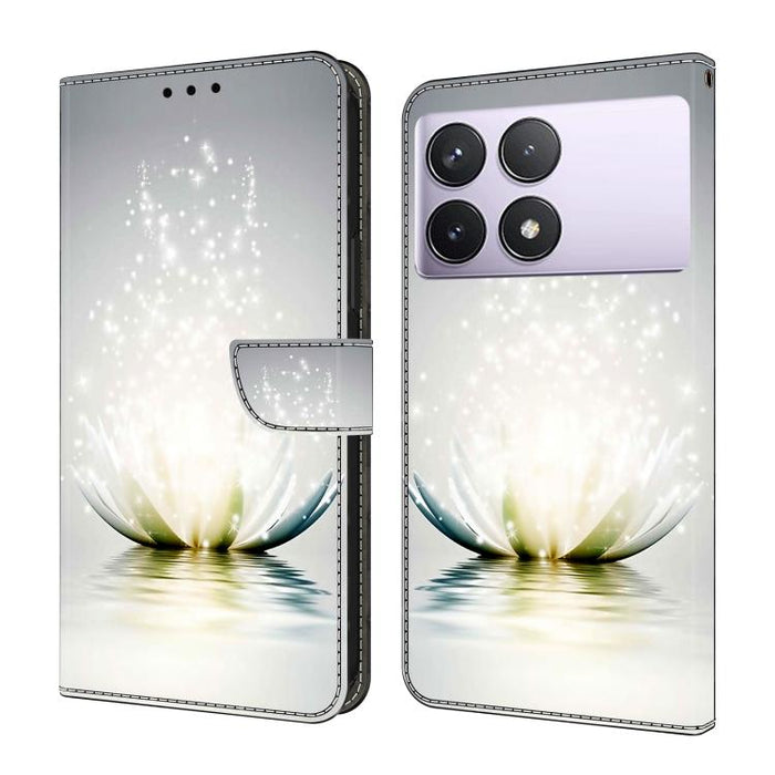 Funda para teléfono de cuero vegano pintado con efecto cristal, For Redmi Note 14 5G, For Redmi 14C 4G, For Redmi 13C 5G / 4G, For Redmi K70E / Poco X6 Pro
