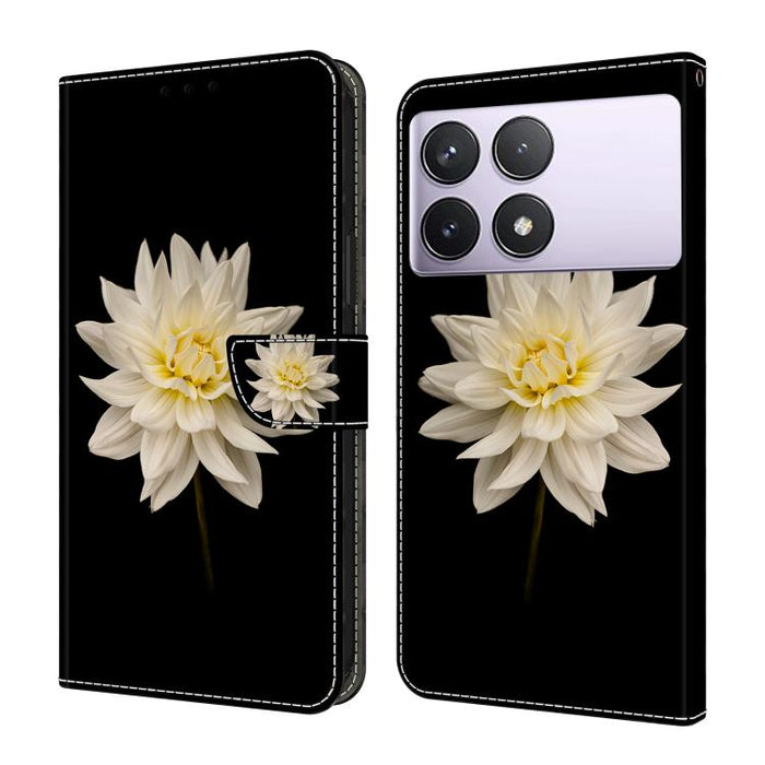 Funda para teléfono de cuero vegano pintado con efecto cristal, For Redmi Note 14 5G, For Redmi 14C 4G, For Redmi 13C 5G / 4G, For Redmi K70E / Poco X6 Pro