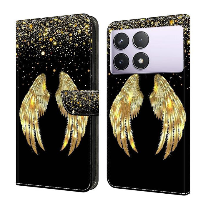 Funda para teléfono de cuero vegano pintado con efecto cristal, For Redmi Note 14 5G, For Redmi 14C 4G, For Redmi 13C 5G / 4G, For Redmi K70E / Poco X6 Pro