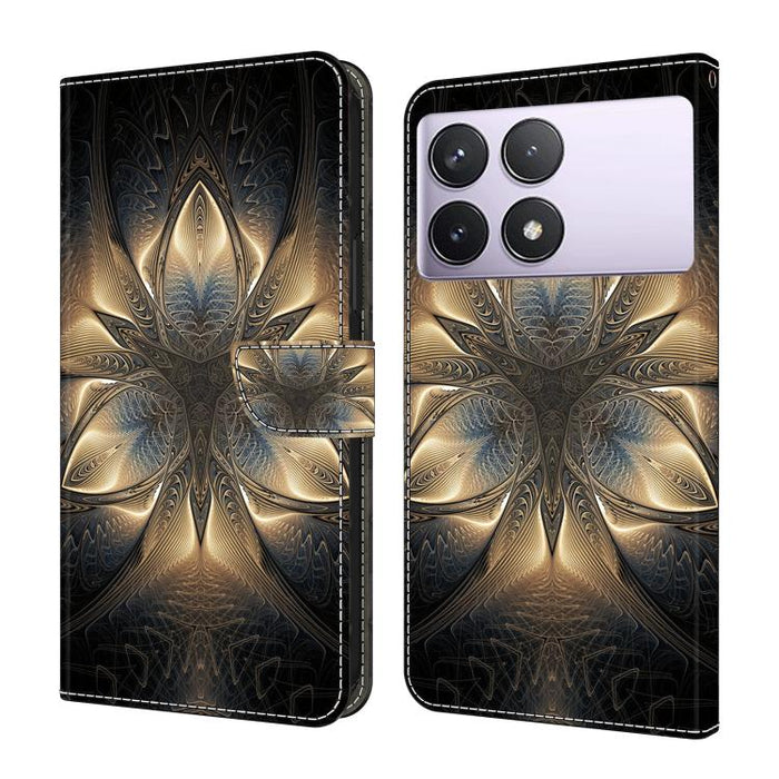 Funda para teléfono de cuero vegano pintado con efecto cristal, For Redmi Note 14 5G, For Redmi 14C 4G, For Redmi 13C 5G / 4G, For Redmi K70E / Poco X6 Pro
