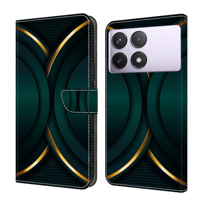 Funda para teléfono de cuero vegano pintado con efecto cristal, For Redmi Note 14 5G, For Redmi 14C 4G, For Redmi 13C 5G / 4G, For Redmi K70E / Poco X6 Pro
