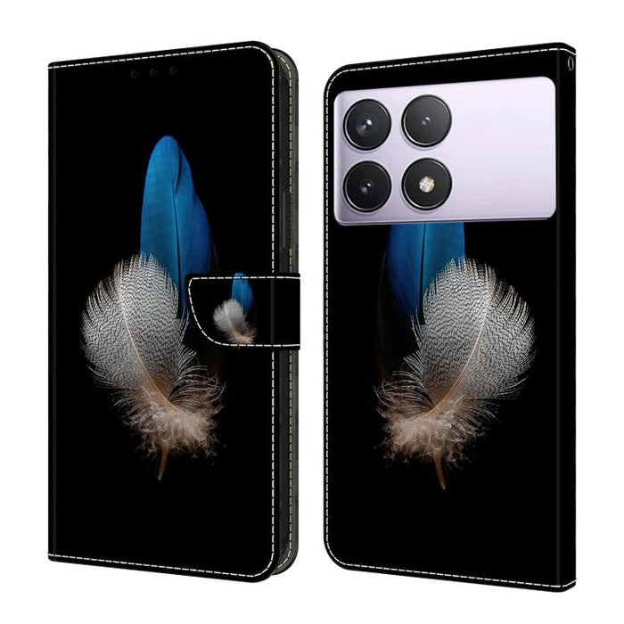 Funda para teléfono de cuero vegano pintado con efecto cristal, For Redmi Note 14 5G, For Redmi 14C 4G, For Redmi 13C 5G / 4G, For Redmi K70E / Poco X6 Pro