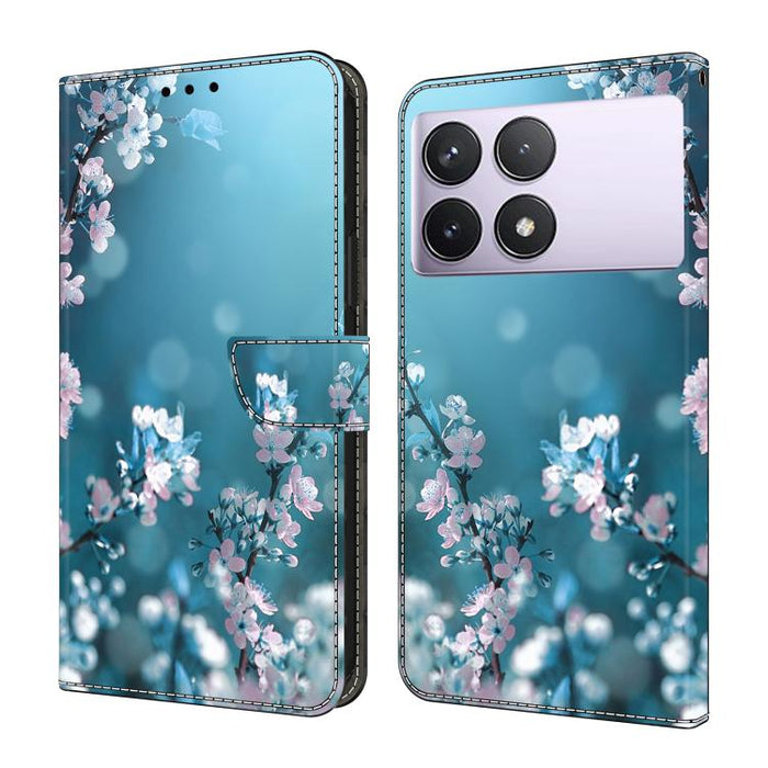 Funda para teléfono de cuero vegano pintado con efecto cristal, For Redmi Note 14 5G, For Redmi 14C 4G, For Redmi 13C 5G / 4G, For Redmi K70E / Poco X6 Pro