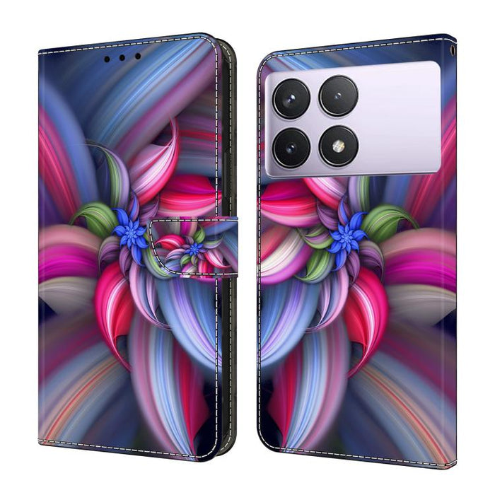 Funda para teléfono de cuero vegano pintado con efecto cristal, For Redmi Note 14 5G, For Redmi 14C 4G, For Redmi 13C 5G / 4G, For Redmi K70E / Poco X6 Pro