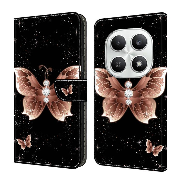 Funda para teléfono de cuero vegano pintado con efecto cristal, For Redmi Note 15 5G / 4G Global 164mm, For Redmi Note 15 Pro 5G Global 163.6mm, For Redmi 15C 5G / 4G EU 173mm, For Redmi 15 5G Global / 15 4G SEA 169.5mm, For Redmi 15 5G / 4G EU 171mm
