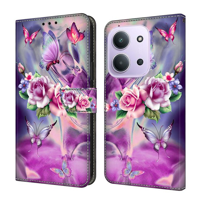 Funda para teléfono de cuero vegano pintado con efecto cristal, For Redmi 15C 5G / 4G Global 171mm, For Redmi Note 14 4G 164.84mm, For Redmi Note 14 Pro+ 5G / Poco X7 5G, For Redmi Note 14 Pro 4G / 5G, For Redmi Note 14 4G 163.25mm