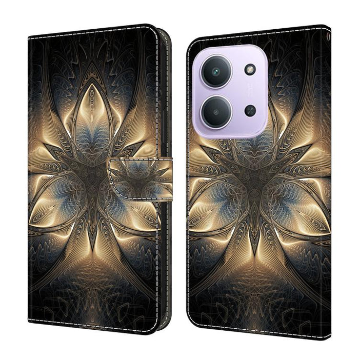 Funda para teléfono de cuero vegano pintado con efecto cristal, For Redmi 15C 5G / 4G Global 171mm, For Redmi Note 14 4G 164.84mm, For Redmi Note 14 Pro+ 5G / Poco X7 5G, For Redmi Note 14 Pro 4G / 5G, For Redmi Note 14 4G 163.25mm