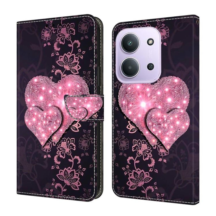 Funda para teléfono de cuero vegano pintado con efecto cristal, For Redmi 15C 5G / 4G Global 171mm, For Redmi Note 14 4G 164.84mm, For Redmi Note 14 Pro+ 5G / Poco X7 5G, For Redmi Note 14 Pro 4G / 5G, For Redmi Note 14 4G 163.25mm
