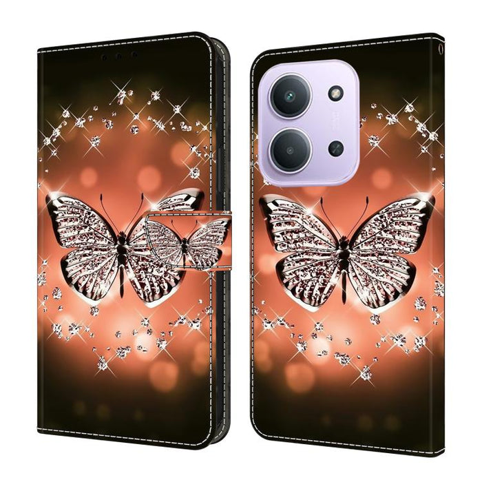 Funda para teléfono de cuero vegano pintado con efecto cristal, For Redmi 15C 5G / 4G Global 171mm, For Redmi Note 14 4G 164.84mm, For Redmi Note 14 Pro+ 5G / Poco X7 5G, For Redmi Note 14 Pro 4G / 5G, For Redmi Note 14 4G 163.25mm