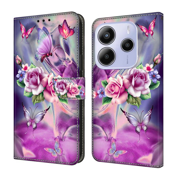 Funda para teléfono de cuero vegano pintado con efecto cristal, For Redmi 15C 5G / 4G Global 171mm, For Redmi Note 14 4G 164.84mm, For Redmi Note 14 Pro+ 5G / Poco X7 5G, For Redmi Note 14 Pro 4G / 5G, For Redmi Note 14 4G 163.25mm
