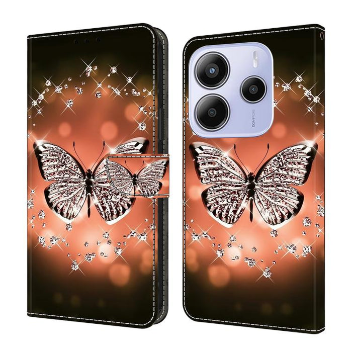 Funda para teléfono de cuero vegano pintado con efecto cristal, For Redmi 15C 5G / 4G Global 171mm, For Redmi Note 14 4G 164.84mm, For Redmi Note 14 Pro+ 5G / Poco X7 5G, For Redmi Note 14 Pro 4G / 5G, For Redmi Note 14 4G 163.25mm