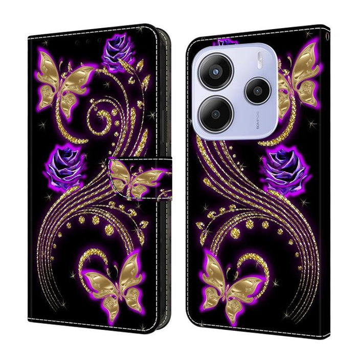 Funda para teléfono de cuero vegano pintado con efecto cristal, For Redmi 15C 5G / 4G Global 171mm, For Redmi Note 14 4G 164.84mm, For Redmi Note 14 Pro+ 5G / Poco X7 5G, For Redmi Note 14 Pro 4G / 5G, For Redmi Note 14 4G 163.25mm