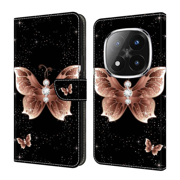 Funda para teléfono de cuero vegano pintado con efecto cristal, For Redmi 15C 5G / 4G Global 171mm, For Redmi Note 14 4G 164.84mm, For Redmi Note 14 Pro+ 5G / Poco X7 5G, For Redmi Note 14 Pro 4G / 5G, For Redmi Note 14 4G 163.25mm