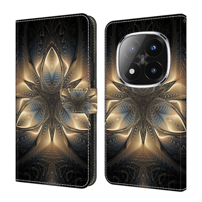 Funda para teléfono de cuero vegano pintado con efecto cristal, For Redmi 15C 5G / 4G Global 171mm, For Redmi Note 14 4G 164.84mm, For Redmi Note 14 Pro+ 5G / Poco X7 5G, For Redmi Note 14 Pro 4G / 5G, For Redmi Note 14 4G 163.25mm