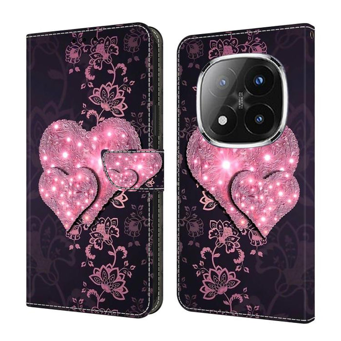 Funda para teléfono de cuero vegano pintado con efecto cristal, For Redmi 15C 5G / 4G Global 171mm, For Redmi Note 14 4G 164.84mm, For Redmi Note 14 Pro+ 5G / Poco X7 5G, For Redmi Note 14 Pro 4G / 5G, For Redmi Note 14 4G 163.25mm