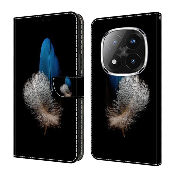 Funda para teléfono de cuero vegano pintado con efecto cristal, For Redmi 15C 5G / 4G Global 171mm, For Redmi Note 14 4G 164.84mm, For Redmi Note 14 Pro+ 5G / Poco X7 5G, For Redmi Note 14 Pro 4G / 5G, For Redmi Note 14 4G 163.25mm