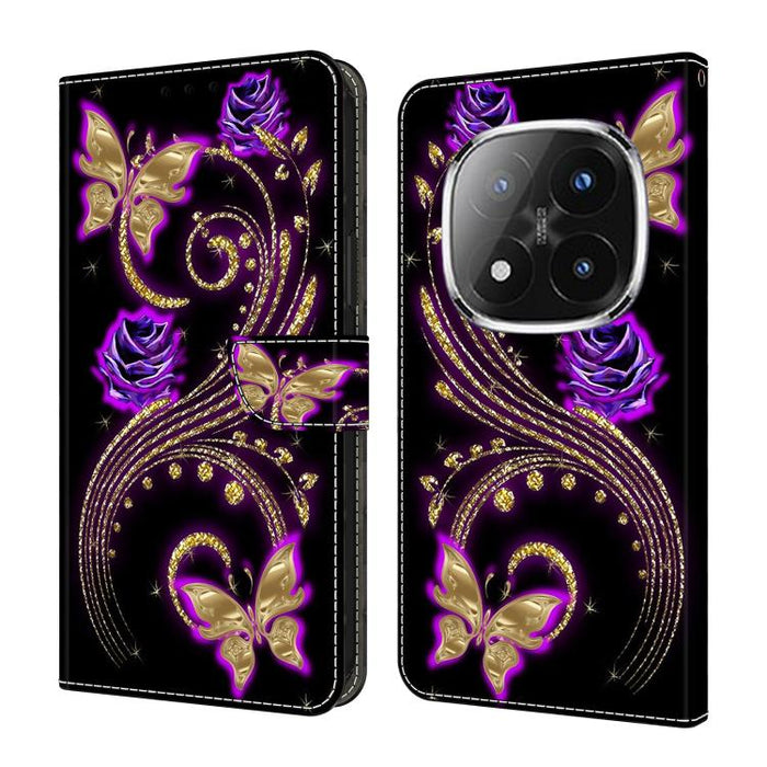 Funda para teléfono de cuero vegano pintado con efecto cristal, For Redmi 15C 5G / 4G Global 171mm, For Redmi Note 14 4G 164.84mm, For Redmi Note 14 Pro+ 5G / Poco X7 5G, For Redmi Note 14 Pro 4G / 5G, For Redmi Note 14 4G 163.25mm
