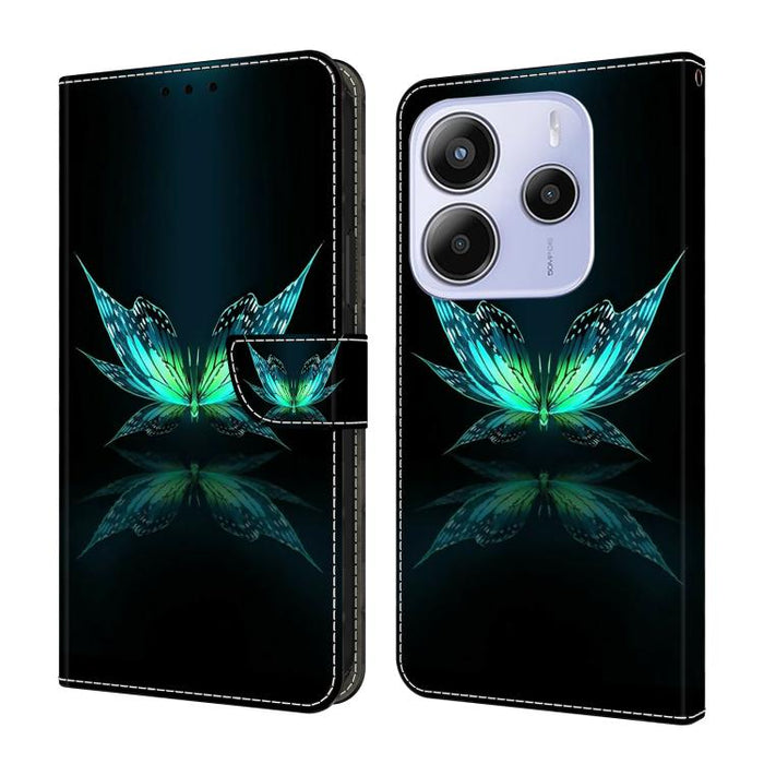 Funda para teléfono de cuero vegano pintado con efecto cristal, For Redmi Note 14 5G, For Redmi 14C 4G, For Redmi 13C 5G / 4G, For Redmi K70E / Poco X6 Pro