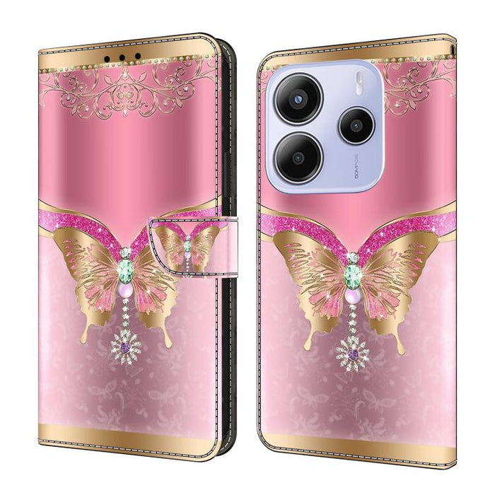 Funda para teléfono de cuero vegano pintado con efecto cristal, For Redmi 15C 5G / 4G Global 171mm, For Redmi Note 14 4G 164.84mm, For Redmi Note 14 Pro+ 5G / Poco X7 5G, For Redmi Note 14 Pro 4G / 5G, For Redmi Note 14 4G 163.25mm